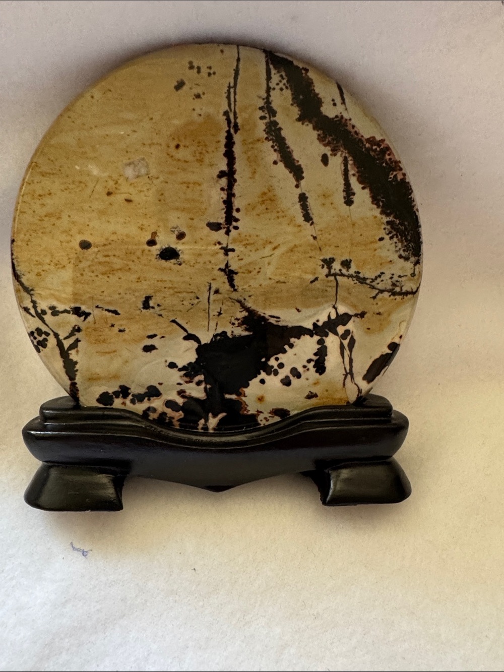 Abstract picture, Jasper Decorative Stone Disc on Stand - Home Art